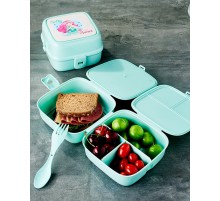 4 Bölmeli Çatallı Beslenme Kabı - Diyet Kabı Karışık Renklerdedir