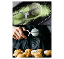 Pratik Paslanmaz Çelik Un Kakao Pudra Şekeri Eleği -Maşalı Bitki Çayı Demleme Süzgeci