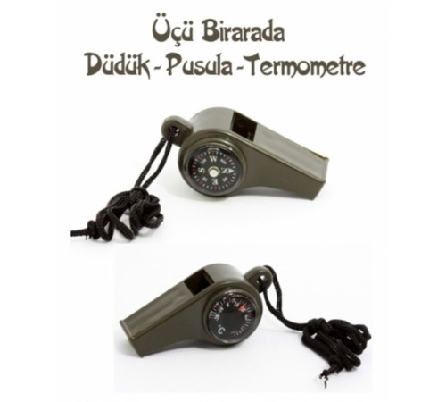 Pusulalı Termometreli Düdük - Survival Askılı Düdük Pusulalı Termometreli Düdük - Survival Askılı Düdük