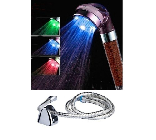 Renk Değiştiren Led Işıklı Duş Başlığı Seti- Hortum Askı Seti (Pilsiz- Elektriksiz) Renk Değiştiren Led Işıklı Duş Başlığı Seti- Hortum Askı Seti (Pilsiz- Elektriksiz)