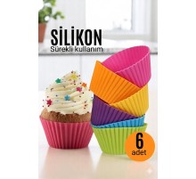 Silikon Muffin Kalıbı - Sürekli Kullanım Muffin Kek Kalıbı 6 ADET