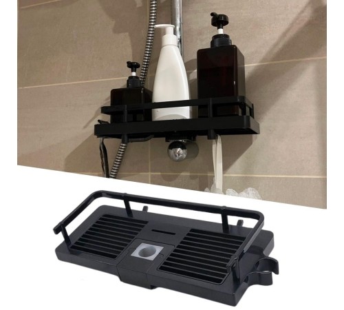 Siyah Duş Borusuna Sabitlenen Banyo Duş Rafı Şampuanlık Sabunluk Organizer Siyah Duş Borusuna Sabitlenen Banyo Duş Rafı Şampuanlık Sabunluk Organizer