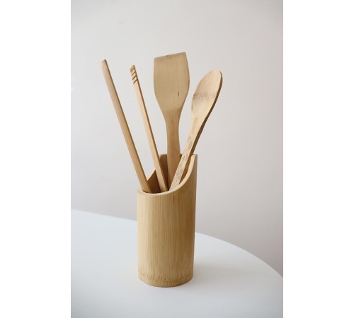 Standlı Bambu Kaşık Seti 4 Parça - Maşa - Kaşık - Spatula Standlı Bambu Kaşık Seti 4 Parça - Maşa - Kaşık - Spatula