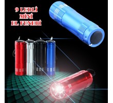 Süper Parlak 9 Ledli Metal Mini El Feneri