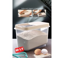 Sürgülü Kapaklı 10 LT Erzak Bakliyat Un Şeker Saklama Kabı