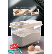 Sürgülü Kapaklı 10 LT Erzak Bakliyat Un Şeker Saklama Kabı