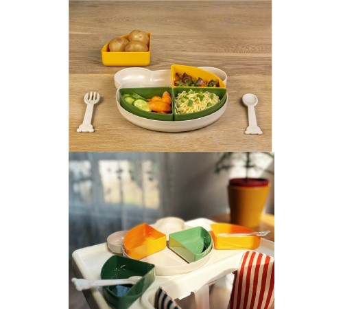Tabldot Mama Tabağı Çıkarılabilir Kaseli -Tepsili 4 Bölmeli Çatal Kaşıklı Ayıcık Beslenme Kabı Tabldot Mama Tabağı Çıkarılabilir Kaseli -Tepsili 4 Bölmeli Çatal Kaşıklı Ayıcık Beslenme Kabı