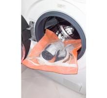Turuncu - Fermuarlı - Hassas Çamaşır Terlik  Ayakkabı Yıkama Filesi Büyük Boy