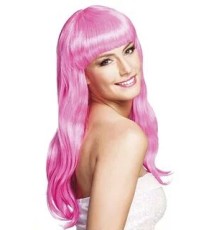 Uzun Peruk Saç - Toz Pembe