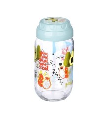 Vintage  Dekoratif  Desenli Cam Kavanoz 1000 ml - 33,8 oz - Avokado