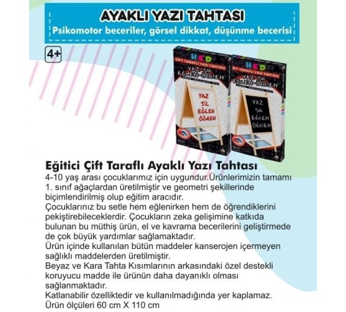 Yazı Tahtası Çift Taraflı Ayaklı Mıknatıslı Yazı Tahtası Seti 110 x 60