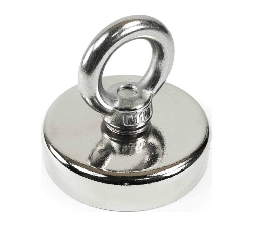 60 mm Çap, 100 kg Taşıma Gücü, Süper Güçlü Halkalı Büyük Neodyum Pot Mıknatıs, Deniz Kurtarma Mıknatısı