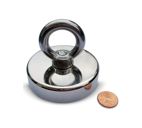 60 mm Çap, 100 kg Taşıma Gücü, Süper Güçlü Halkalı Büyük Neodyum Pot Mıknatıs, Deniz Kurtarma Mıknatısı