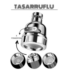 3 Fonksiyonlu Tasarruflu Musluk Başlığı Krom