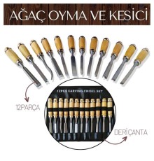 Elena 12 Parça Çantalı Ağaç Oyma ve Kesici Set