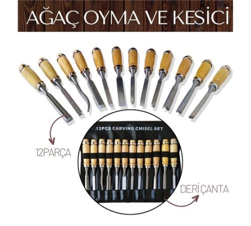 Elena 12 Parça Çantalı Ağaç Oyma ve Kesici Set Elena 12 Parça Çantalı Ağaç Oyma ve Kesici Set