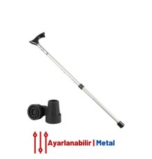 Pongnas Gri Yükseklik Ayarlanabilir Metal Baston
