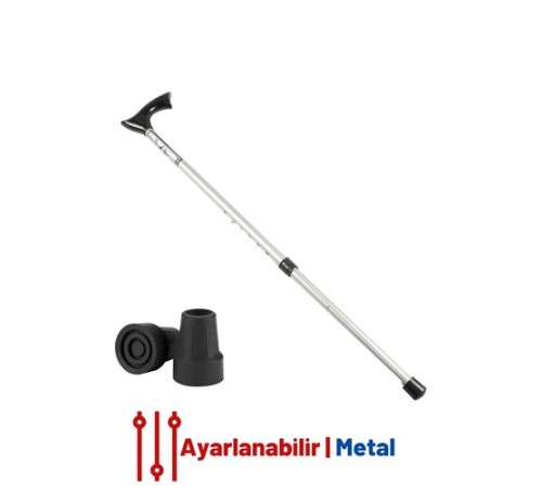 Pongnas Gri Yükseklik Ayarlanabilir Metal Baston Pongnas Gri Yükseklik Ayarlanabilir Metal Baston
