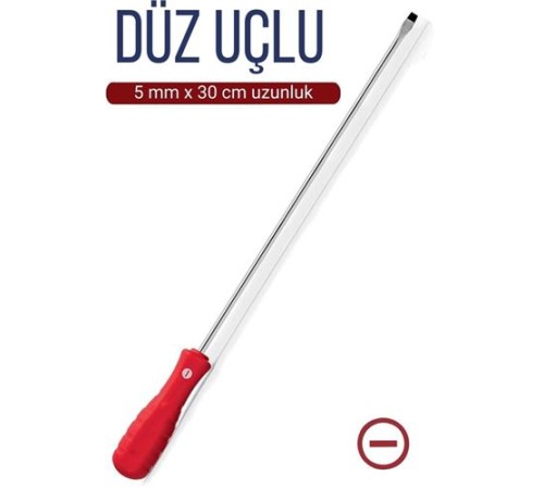 5 mm Uç 30 Cm Uzunluk Düz Uç Tornavida 5 mm Uç 30 Cm Uzunluk Düz Uç Tornavida