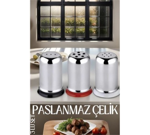 3 lü Set Tuz Karabiber Nanelik Paslanmaz Çelik 3 lü Set Tuz Karabiber Nanelik Paslanmaz Çelik