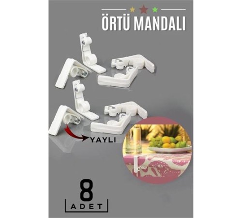 Yaylı Masa Örtüsü Mandalı 8 ADET Yaylı Masa Örtüsü Mandalı 8 ADET