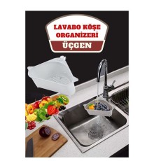 Barazza Üçgen Lavabo Köşe Süzgeçli Organizer BEYAZ