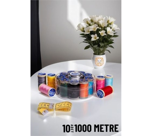 10 Renk 1000 Mt Kutulu Mezuralı Dikiş İpliği Seti 10 Renk 1000 Mt Kutulu Mezuralı Dikiş İpliği Seti