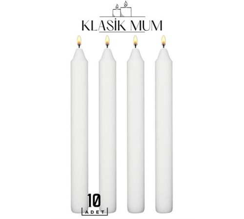 10 Adet Klasik Mum Seti 10 Adet Klasik Mum Seti