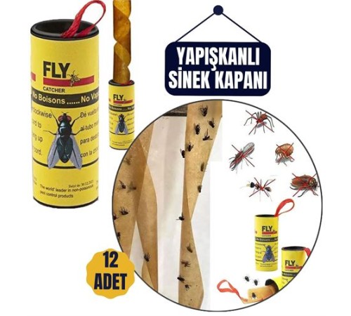 12 Adet Yapışkanlı Sinek Kapanı 74 cm 12 Adet Yapışkanlı Sinek Kapanı 74 cm