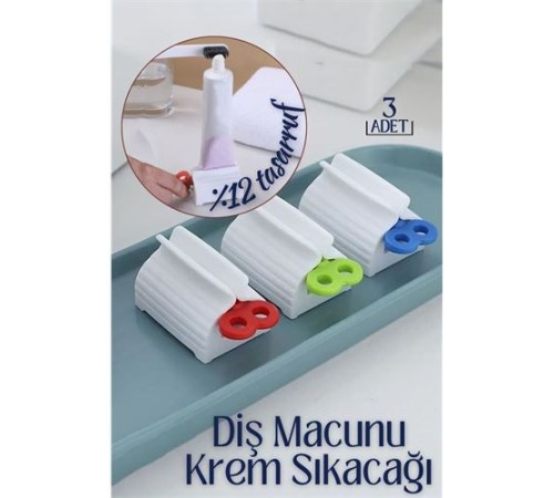 Diş Macunu Krem Sıkacağı 3 lü Set Tuppo Design Diş Macunu Krem Sıkacağı 3 lü Set Tuppo Design