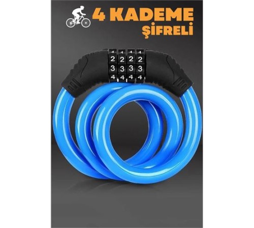 4 Şifreli 11 mm Çelik Halat Scooter Bisiklet Kilidi 4 Şifreli 11 mm Çelik Halat Scooter Bisiklet Kilidi