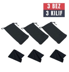 3 Adet Gözlük Kılıfı + Bez Seti