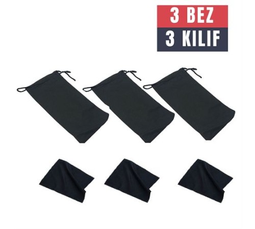3 Adet Gözlük Kılıfı + Bez Seti 3 Adet Gözlük Kılıfı + Bez Seti