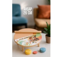 Çocuk 26 cm Ahşap Hamur Açma Masası Mini Oklava ile Oyun Hamuru Tahtası