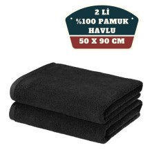 2'li Mikrofiber El Yüz Spor Havlusu 50x90 Siyah