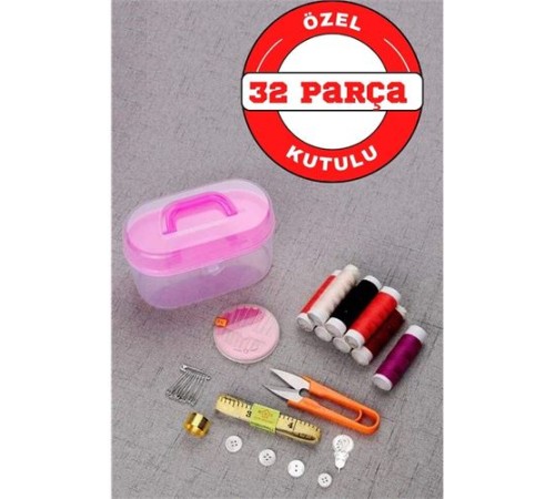 32 Parça Kutulu Seyahat Dikiş İğne İplik Seti 32 Parça Kutulu Seyahat Dikiş İğne İplik Seti