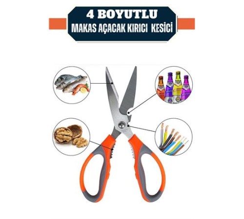 Kuhn 4 Boyutlu Mutfak Makası Açacak Kırıcı Kesici Kuhn 4 Boyutlu Mutfak Makası Açacak Kırıcı Kesici