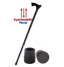 Pongnas Siyah Yükseklik Ayarlanabilir Metal Baston
