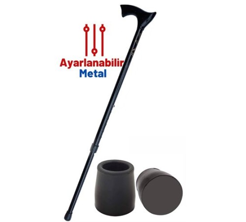 Pongnas Siyah Yükseklik Ayarlanabilir Metal Baston Pongnas Siyah Yükseklik Ayarlanabilir Metal Baston