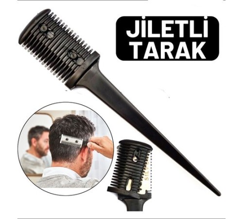 Jiletli Kırık Saç Sakal Düzletme İnceltme Tarağı Jiletli Kırık Saç Sakal Düzletme İnceltme Tarağı