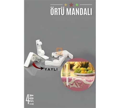 Yaylı Masa Örtüsü Mandalı 4 ADET Yaylı Masa Örtüsü Mandalı 4 ADET