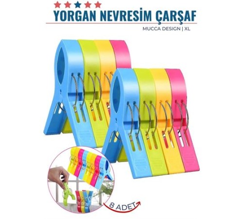 XL Yorgan Nevresim Çarşaf Mandalı 8 ADET Mucca Design XL Yorgan Nevresim Çarşaf Mandalı 8 ADET Mucca Design