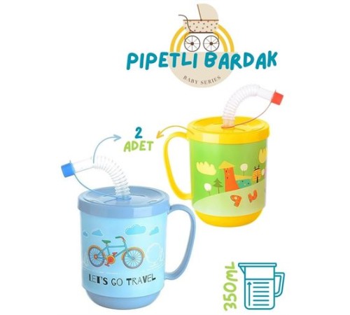 Pipetli Bardak 2 li Momma Design Pipetli Bardak 2 li Momma Design