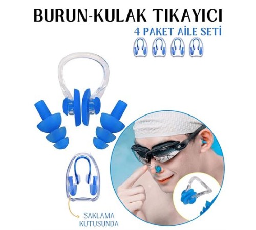 Kulak ve Burun Tıkayıcı Havuz 4 lü Aile Seti Kulak ve Burun Tıkayıcı Havuz 4 lü Aile Seti