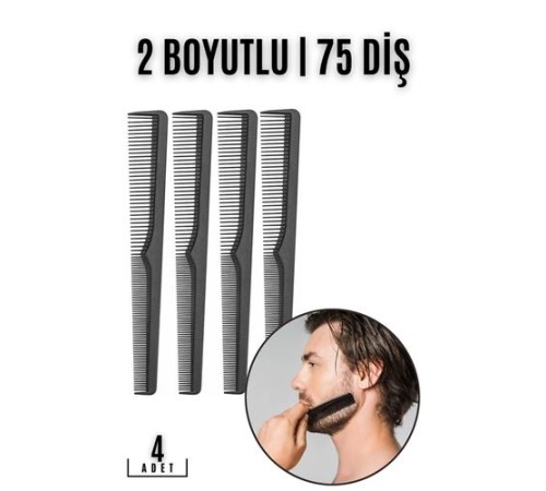 Sakal Bıyık Saç Tarağı 4 lü SET Jess Design Sakal Bıyık Saç Tarağı 4 lü SET Jess Design