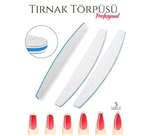 Protez Tırnak Törpüsü 100/180 Grid Profesyonel 3 Adet Protez Tırnak Törpüsü 100/180 Grid Profesyonel 3 Adet