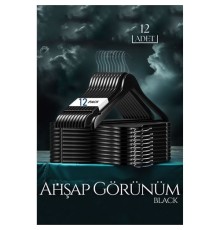 Siyah Ahşap Görünüm 12 li Askı Seti Schönbuch Design