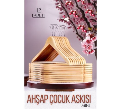Mini Ahşap Çocuk Elbise Askısı 12 ADET