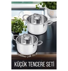 2 li Paslanmaz Çelik Tencere Seti 16 cm
