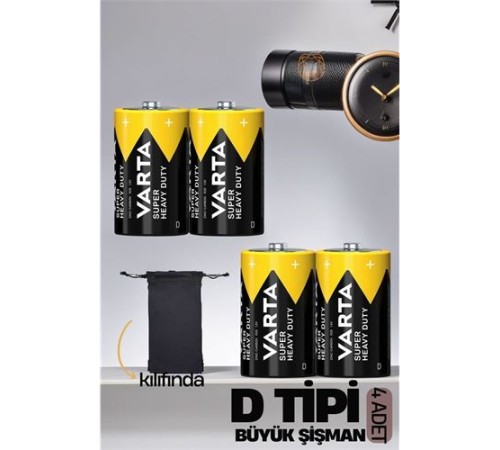 D Tip Büyük Şişman 4 lü Pil Seti Varta D Tip Büyük Şişman 4 lü Pil Seti Varta